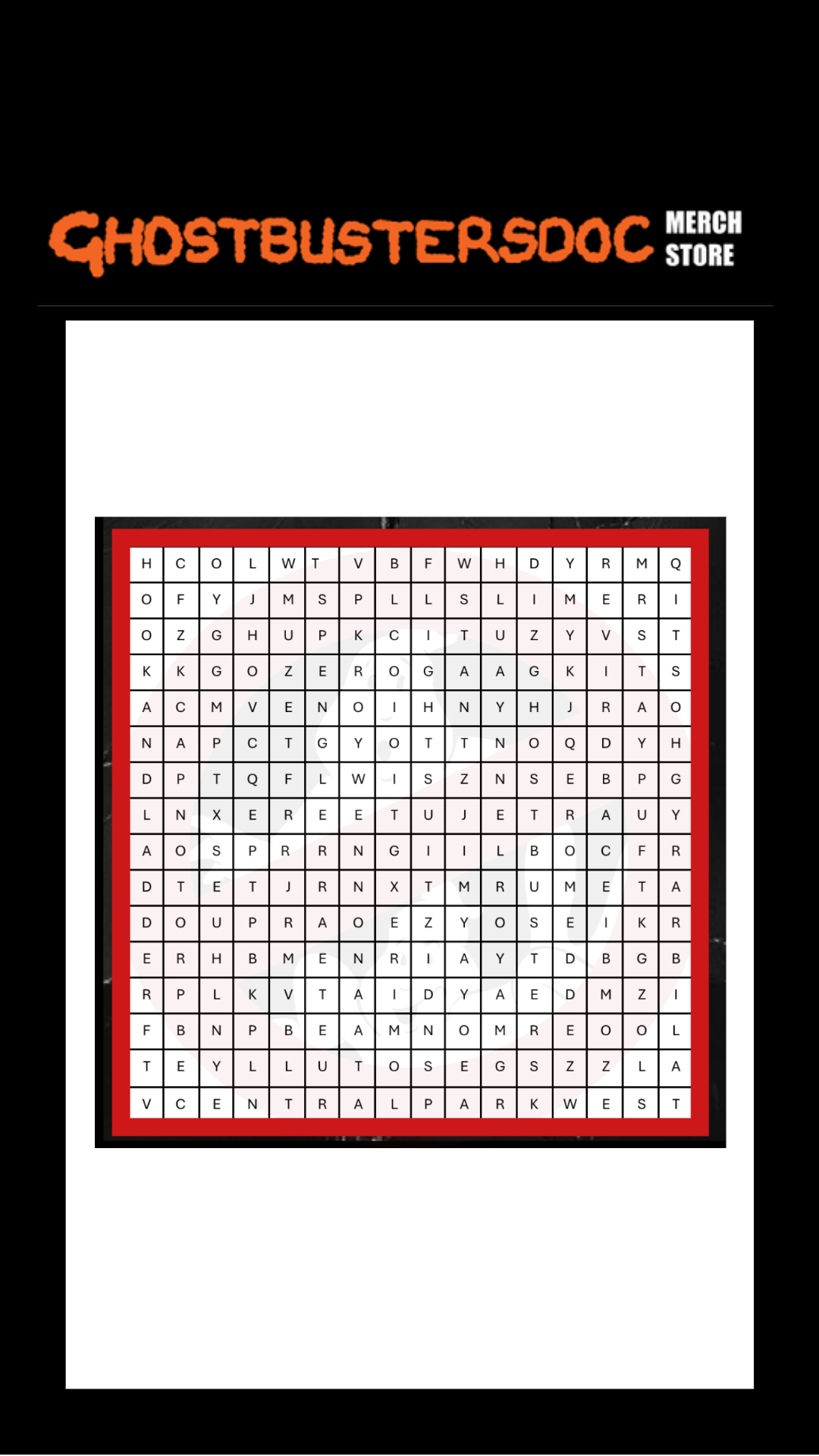 GhostbustersDoc Word Search