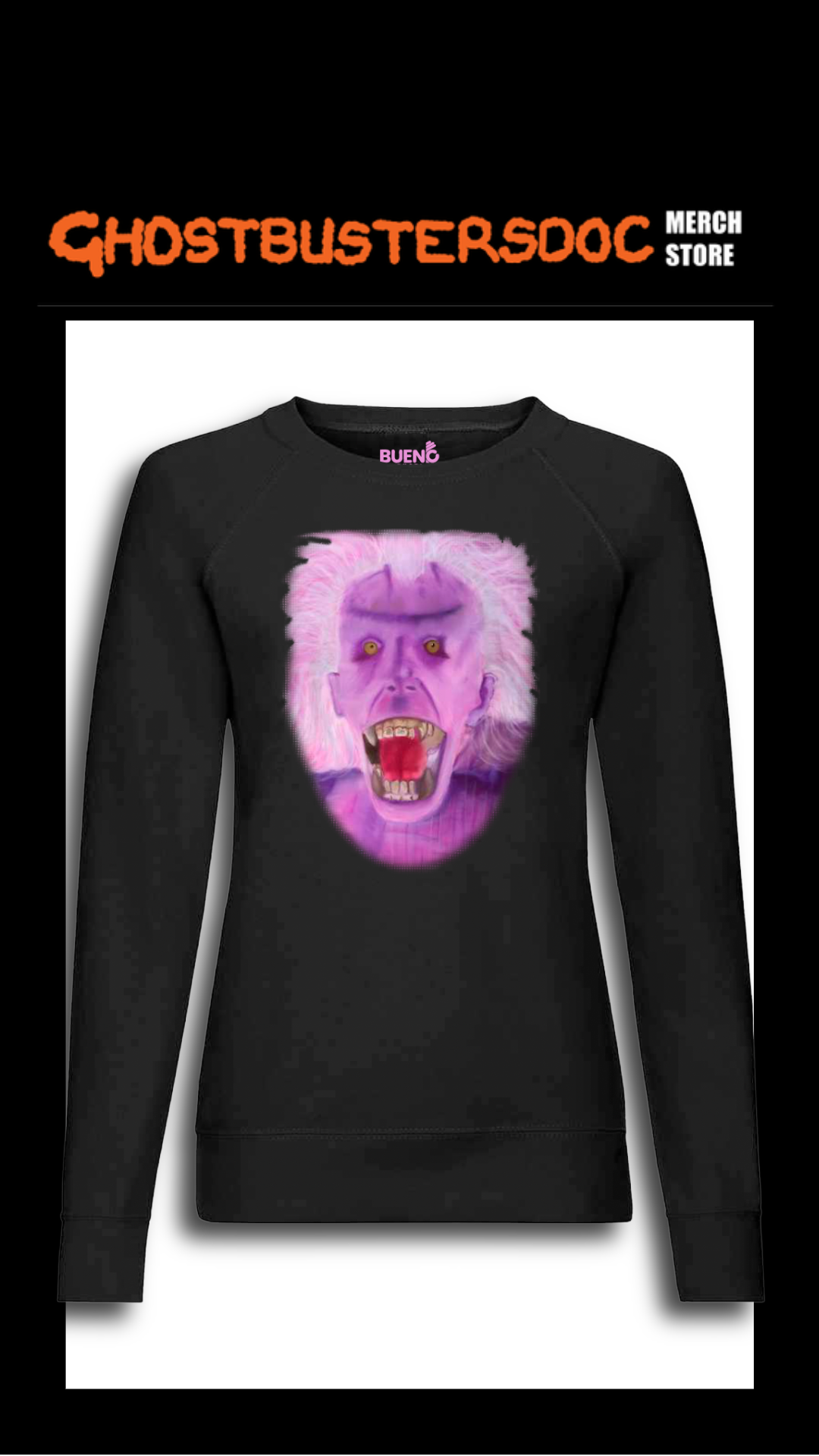 GhostbustersDoc Library Ghost-4-Black Ladies Fit Long Sleeve