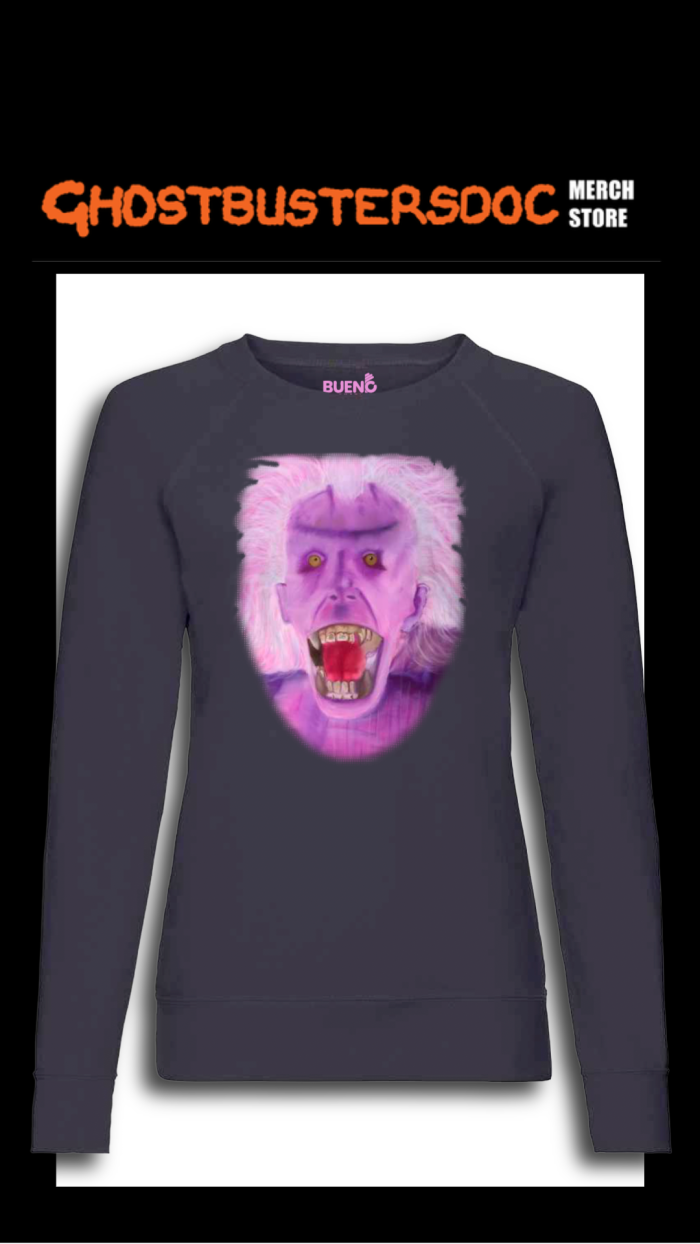 GhostbustersDoc Library Ghost-6-Navy Ladies Fit Long Sleeve