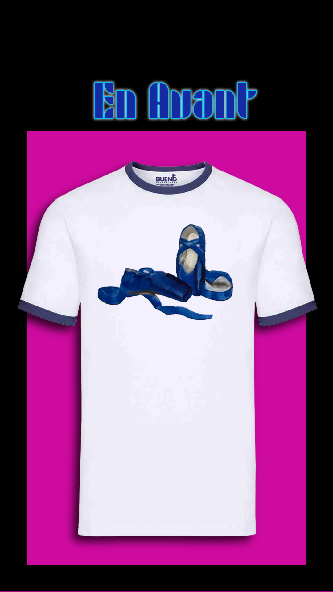 En Avant - Blue Ballet Slippers-1-White Ringer Tee