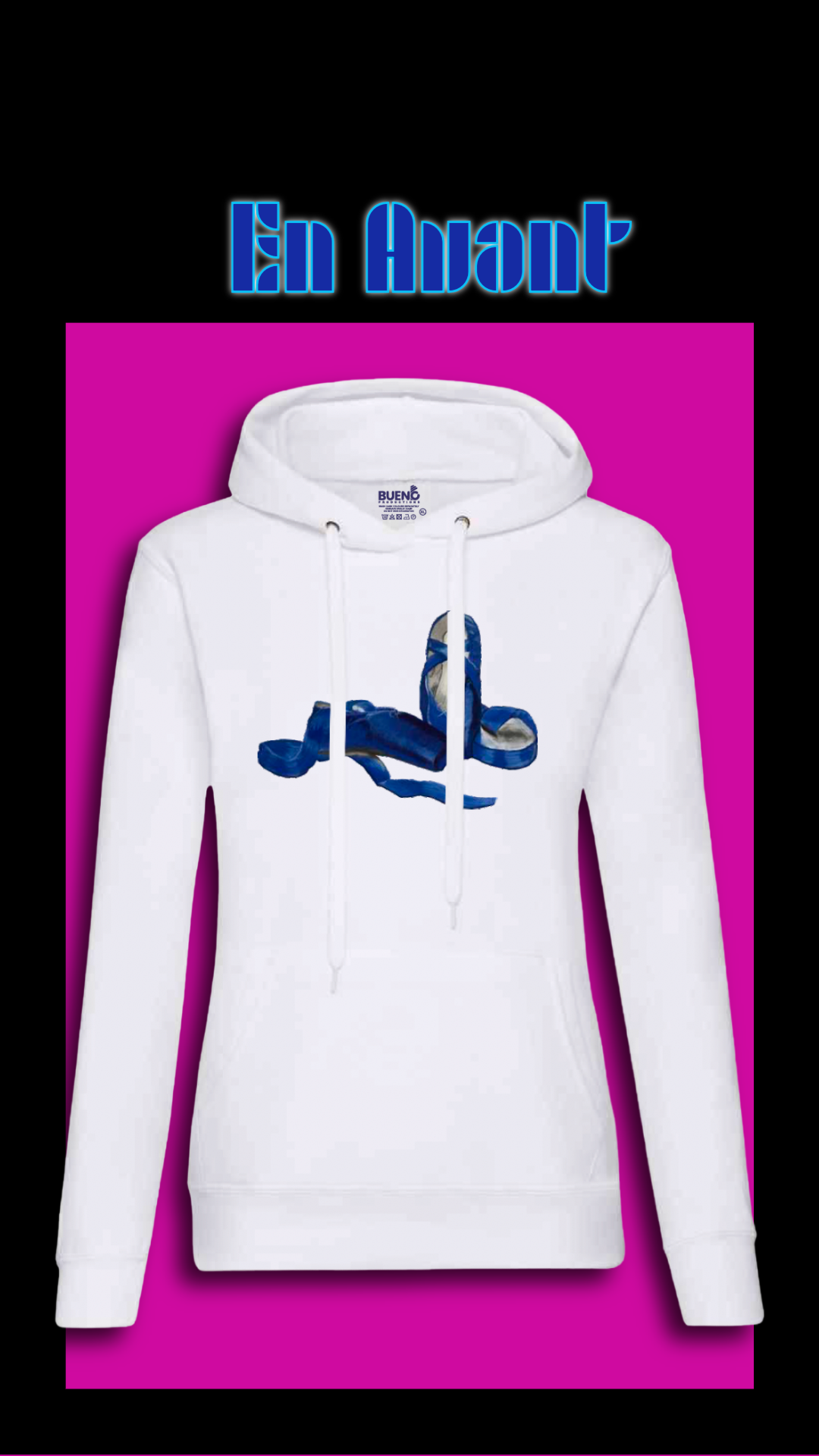 En Avant - Blue Ballet Slippers-2-White Hoodie