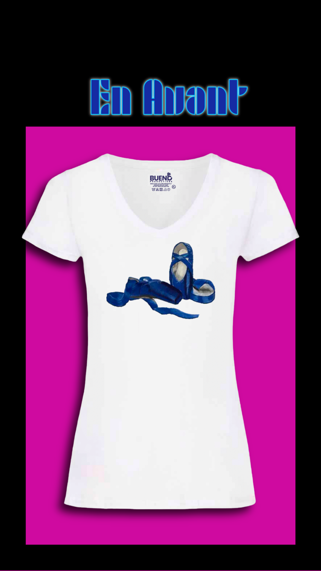 En Avant - Blue Ballet Slippers-3-White V Neck