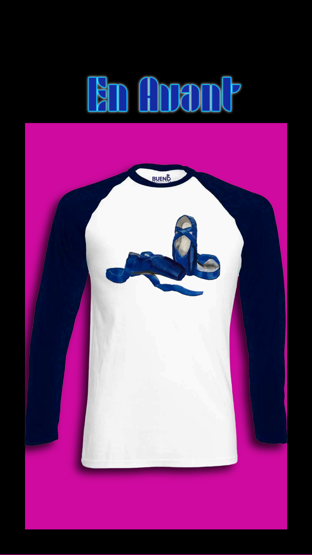 En Avant - Blue Ballet Slippers-4-Navy Baseball Tee