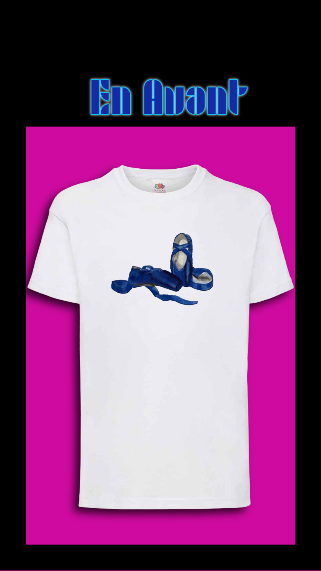 En Avant - Blue Ballet Slippers-7-Kids White Tee
