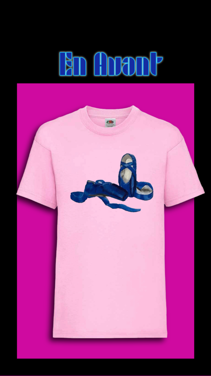 En Avant - Blue Ballet Slippers-8-Kids Pink Tee