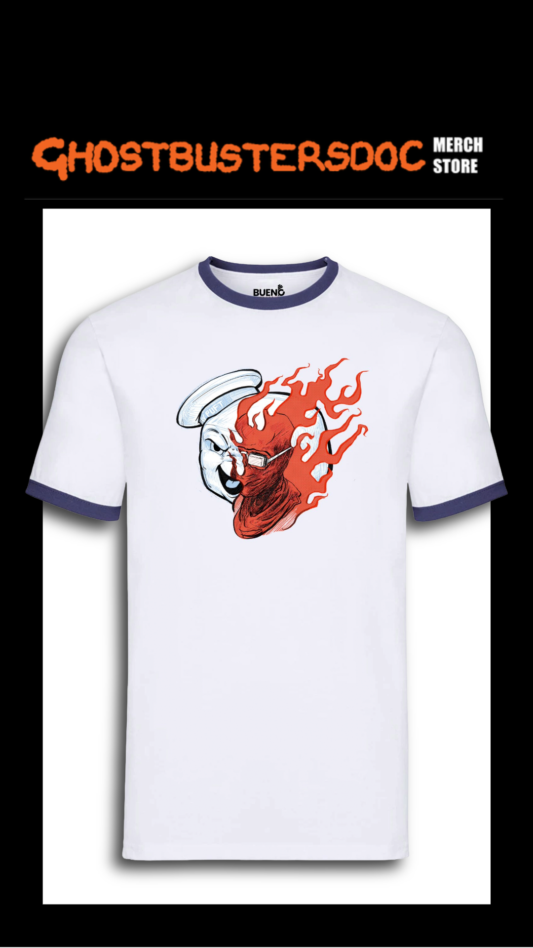 Stay Puft Marshmallow Man-9-Navy ringer T-shirt