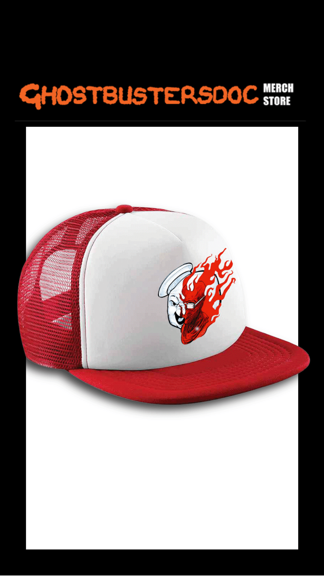 Stay Puft on Fire Vintage Snapback Trucker Cap