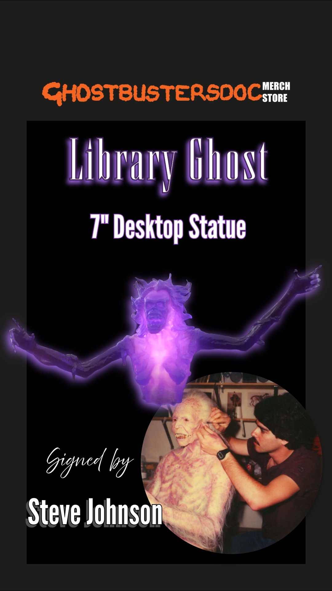 Steve Johnson Signed-4-Library Ghost Statue-2