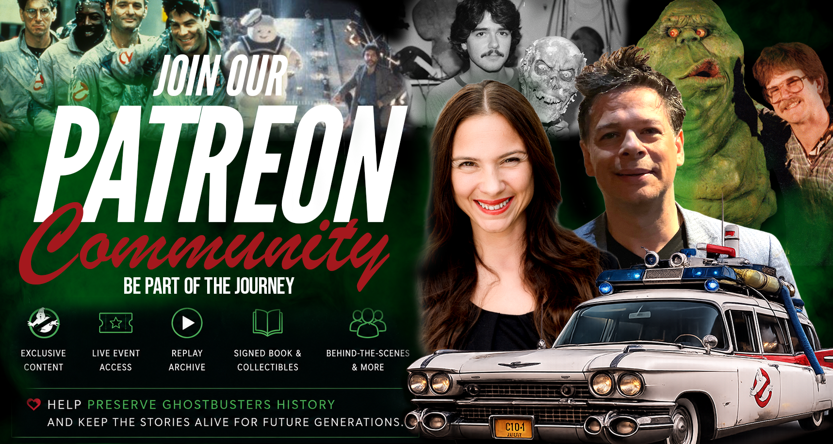 Patreon Banner Website Banner promoting Claire and Anthony Bueno of Bueno Productions for their Patreon channel