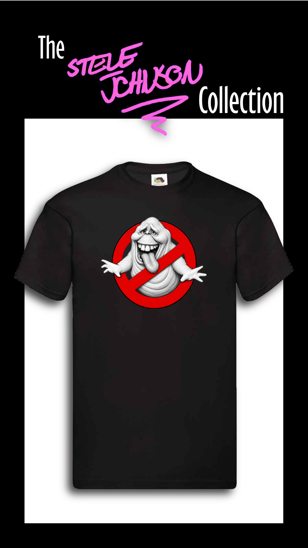 Steve Johnson Tees-3-Ghostbusters-Slimer-Black